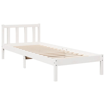 Cama extra longa sem colchão 90x210 cm pinho maciço branco