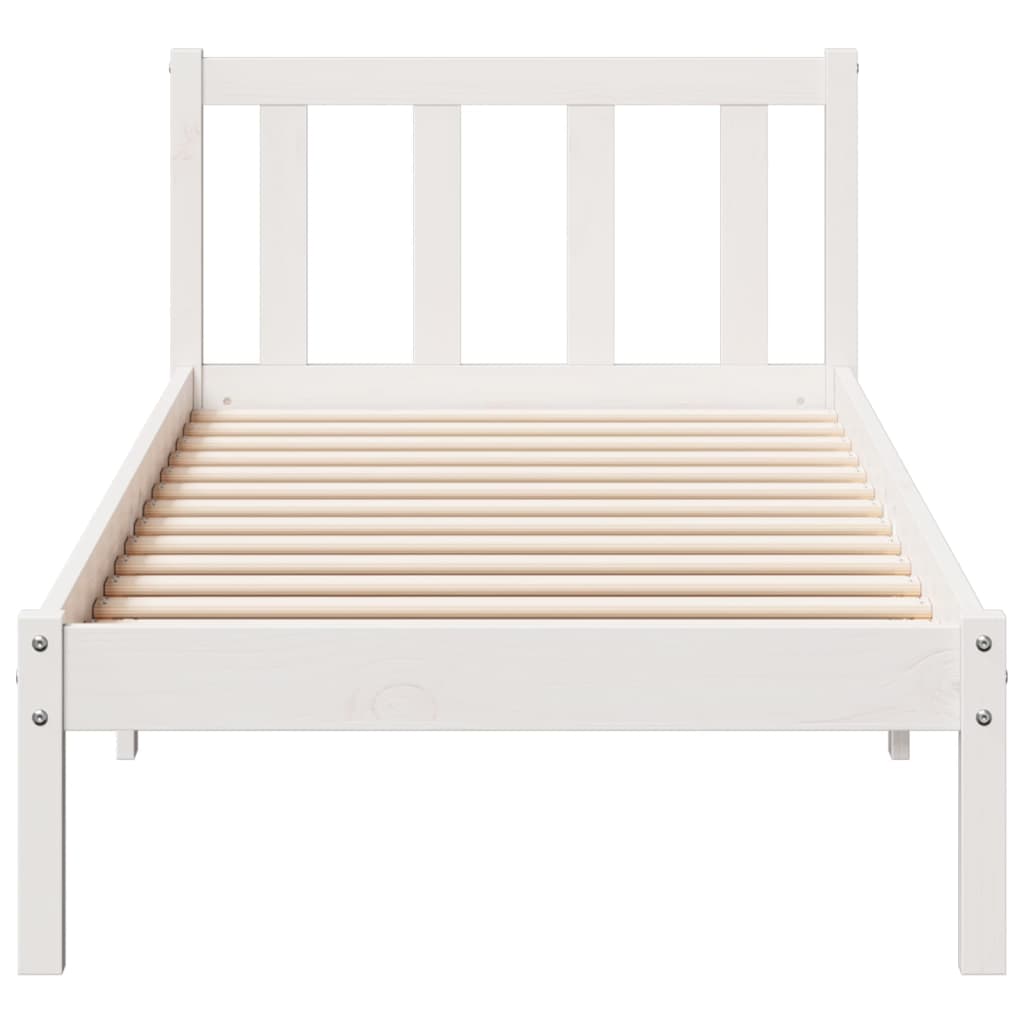 Cama extra longa sem colchão 90x210 cm pinho maciço branco