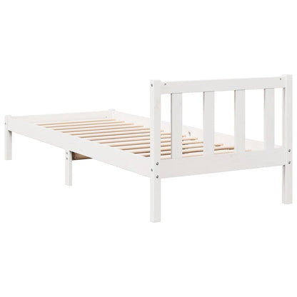 Cama extra longa sem colchão 90x210 cm pinho maciço branco