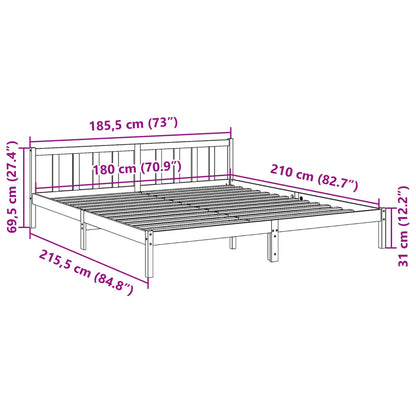 Cama extra longa sem colchão 180x210 cm pinho maciço branco