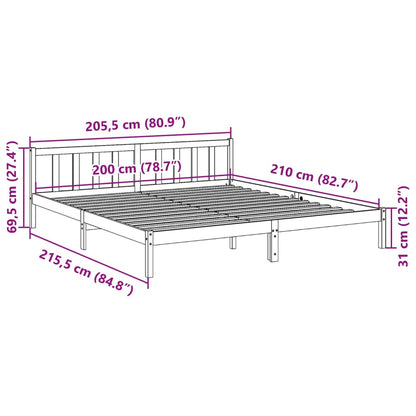 Cama extra longa sem colchão 200x210 cm madeira de pinho maciça