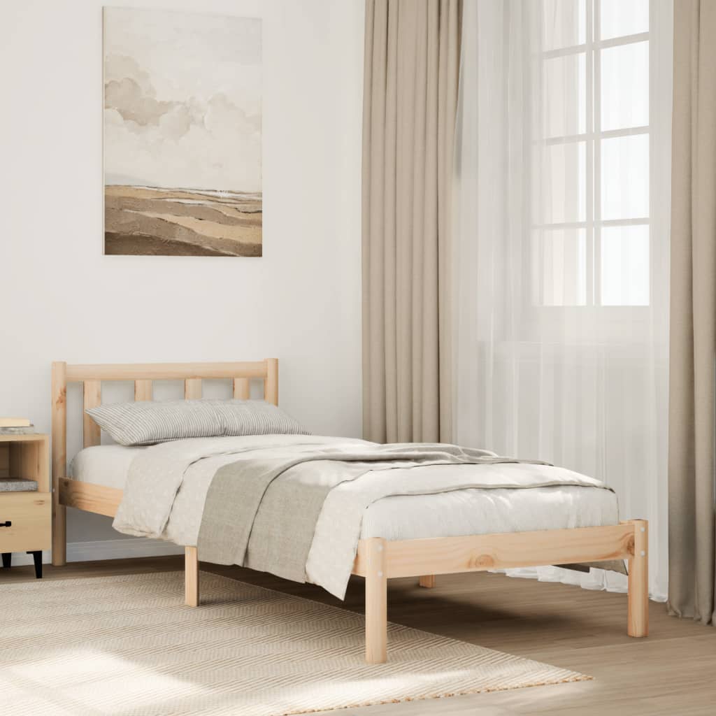 Cama extra longa sem colchão 80x220 cm madeira de pinho maciça