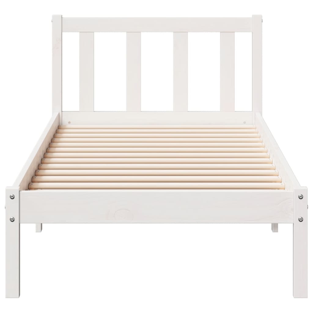 Cama extra longa sem colchão 80x220 cm pinho maciço branco