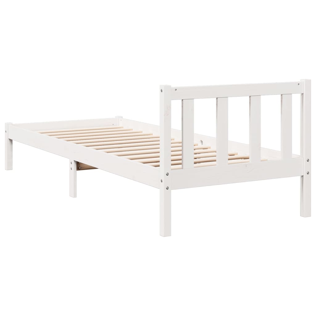 Cama extra longa sem colchão 80x220 cm pinho maciço branco