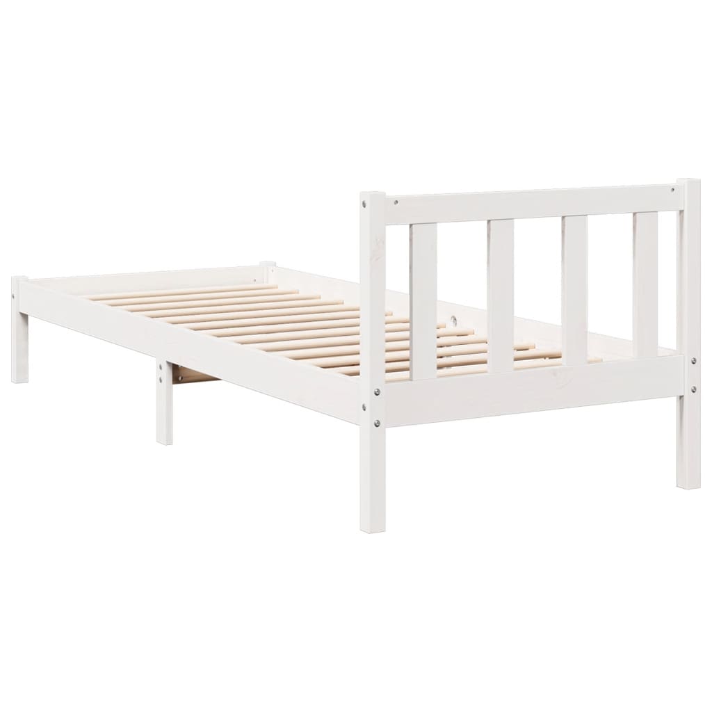 Cama extra longa sem colchão 90x220 cm pinho maciço branco