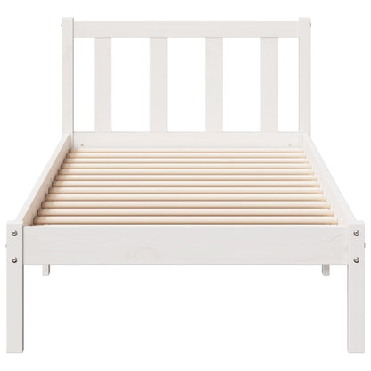 Cama extra longa sem colchão 100x220 cm pinho maciço branco