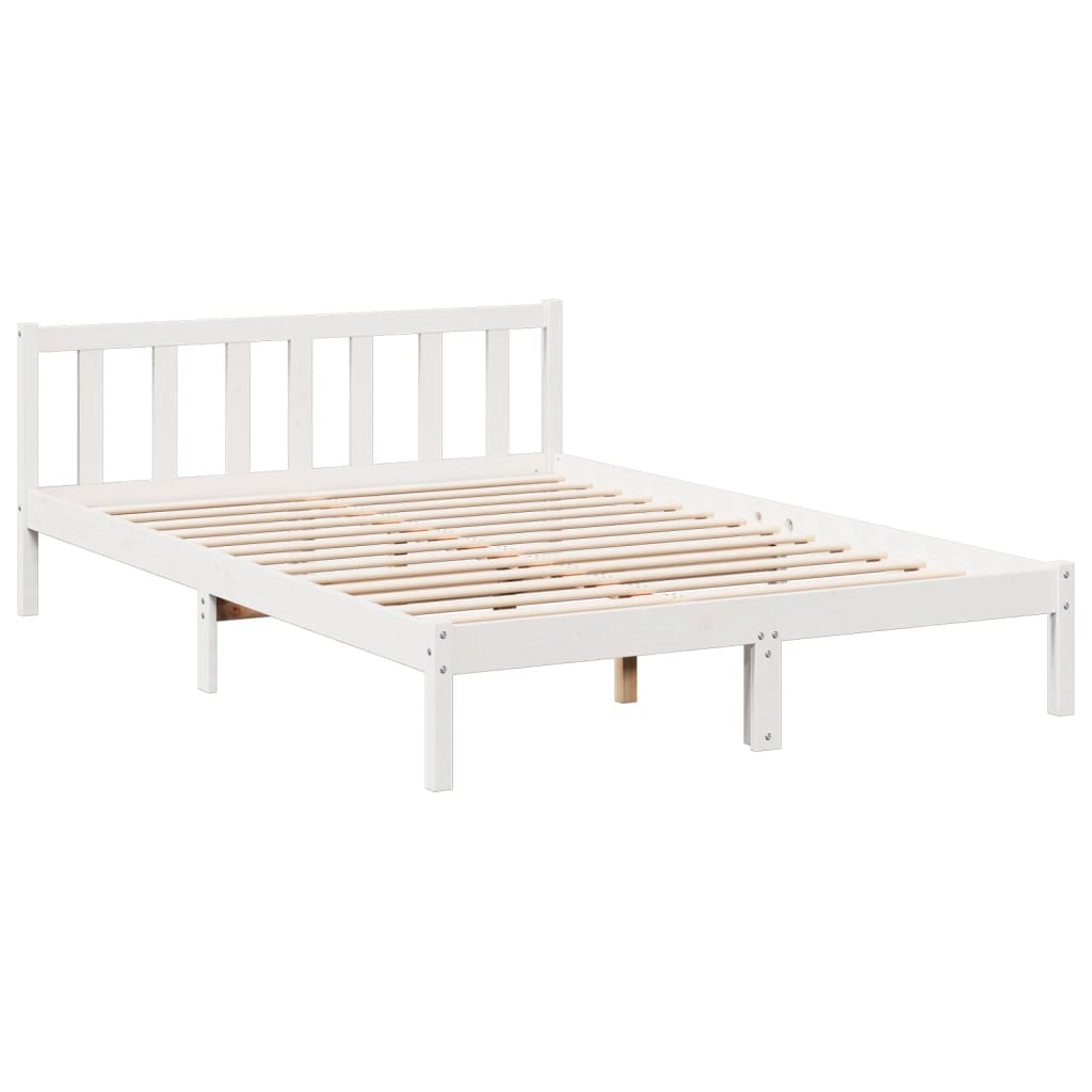 Cama extra longa sem colchão 140x220 cm pinho maciço branco