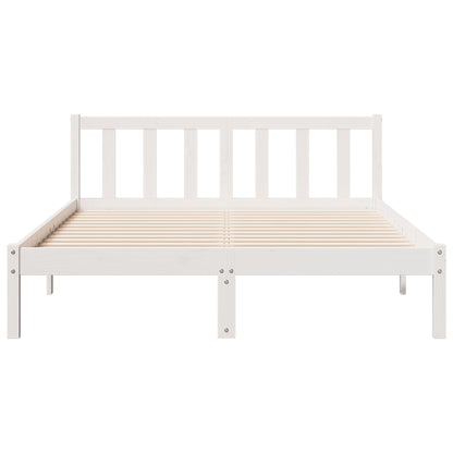 Cama extra longa sem colchão 140x220 cm pinho maciço branco