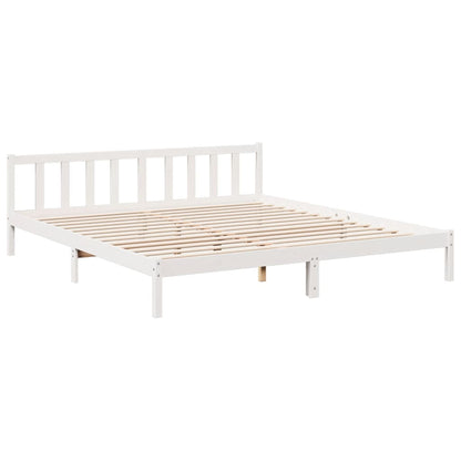 Cama extra longa sem colchão 180x220 cm pinho maciço branco