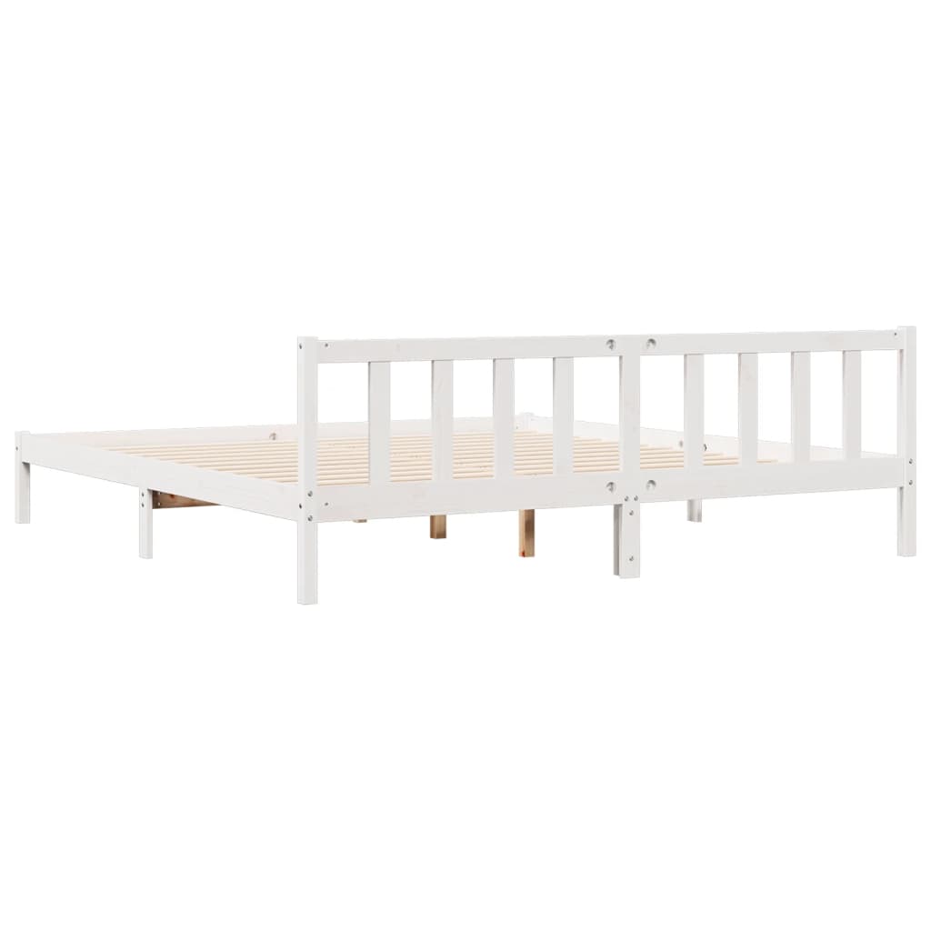 Cama extra longa sem colchão 180x220 cm pinho maciço branco