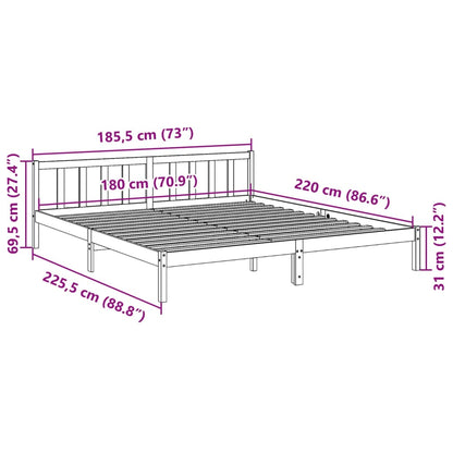 Cama extra longa sem colchão 180x220 cm pinho maciço branco