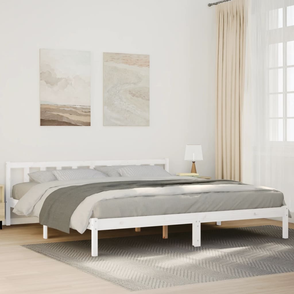 Cama extra longa sem colchão 180x220 cm pinho maciço branco