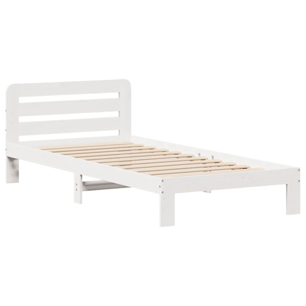 Cama sem colchão 100x200 cm madeira de pinho maciça branco