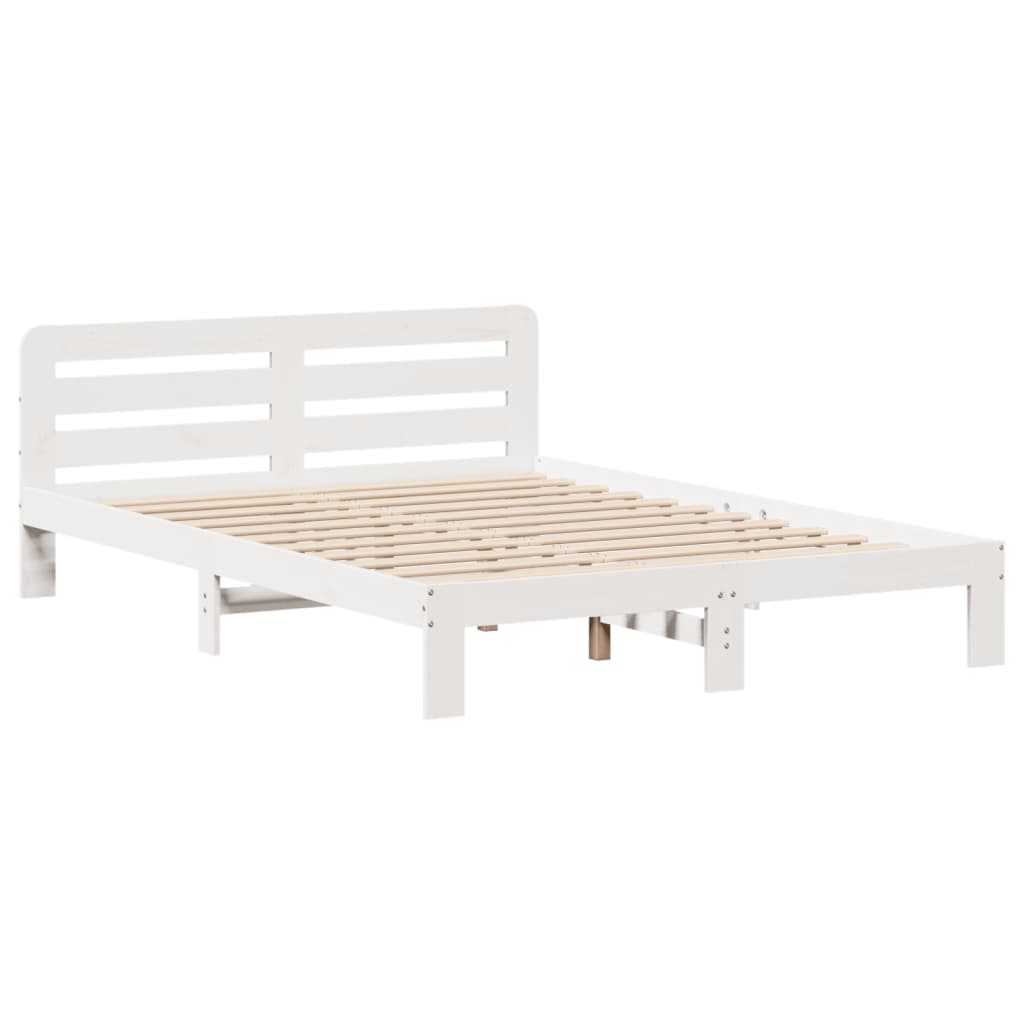 Cama sem colchão 150x200 cm madeira de pinho maciça branco