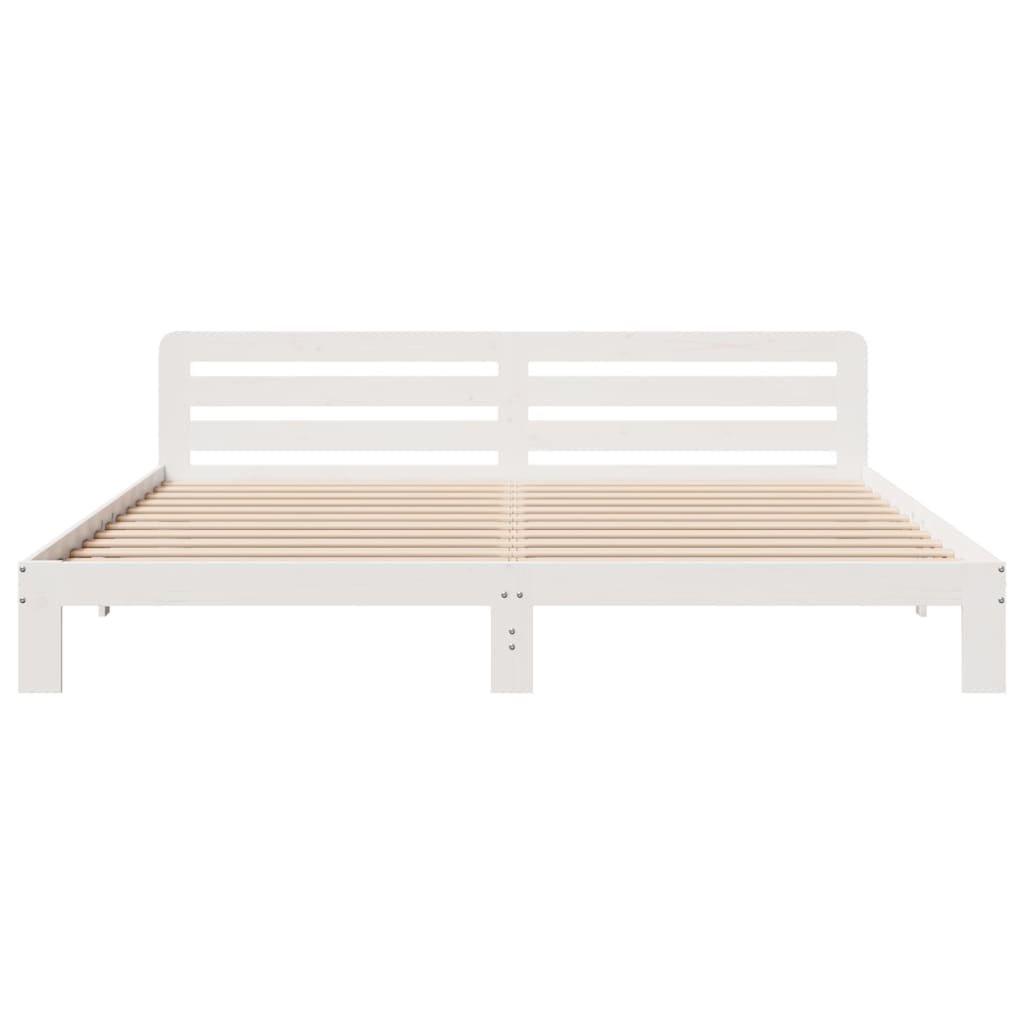 Cama sem colchão 180x200 cm madeira de pinho maciça branco