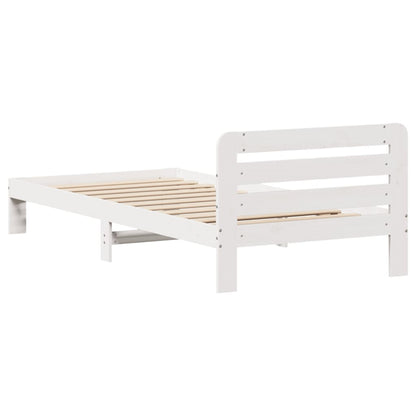 Cama sem colchão 75x190 cm madeira de pinho maciça branco