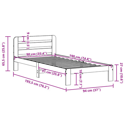 Cama sem colchão 90x190 cm madeira de pinho maciça branco