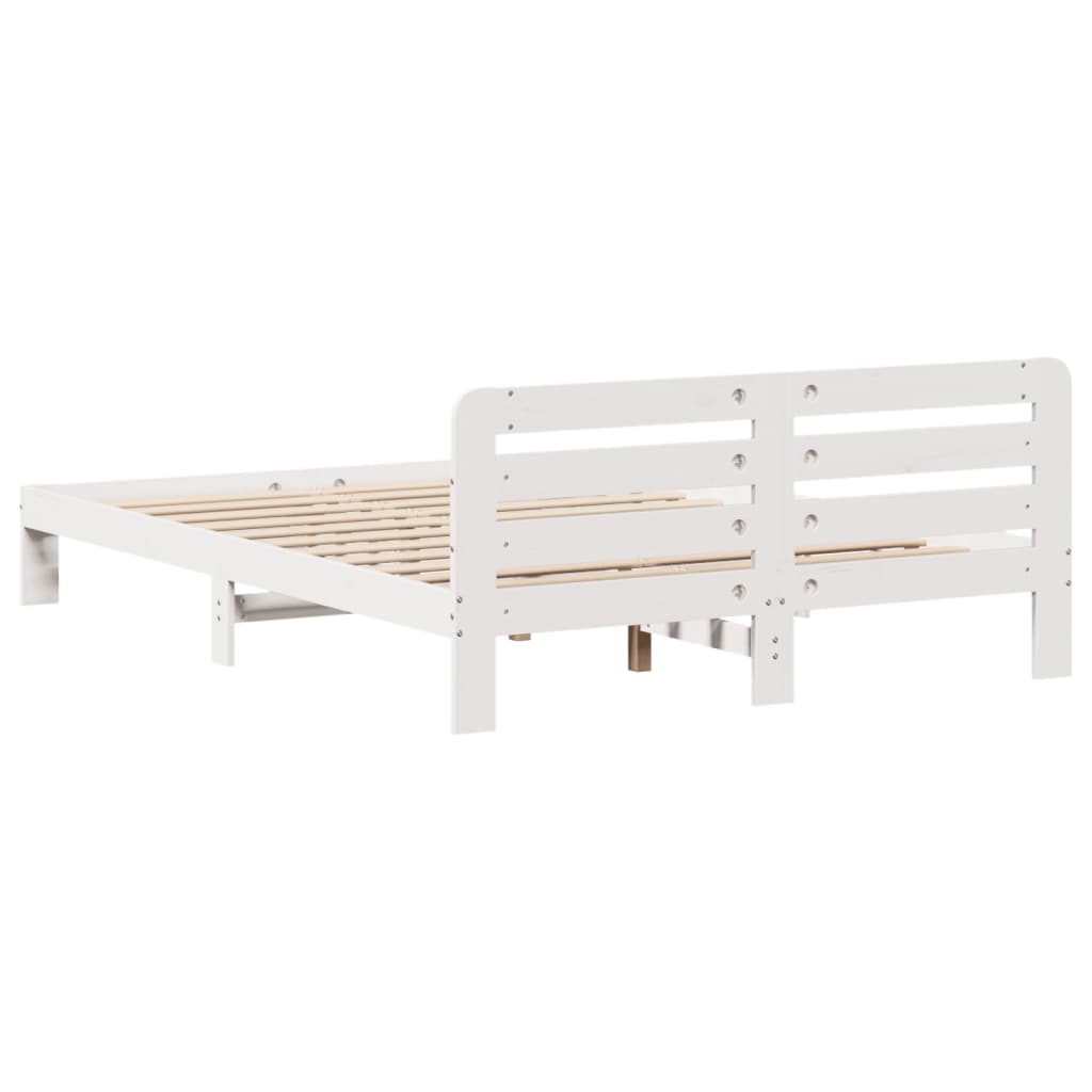 Cama sem colchão 135x190 cm madeira de pinho maciça branco