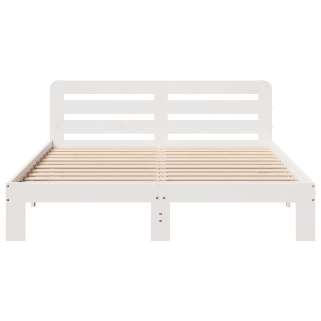 Cama sem colchão 140x190 cm madeira de pinho maciça branco