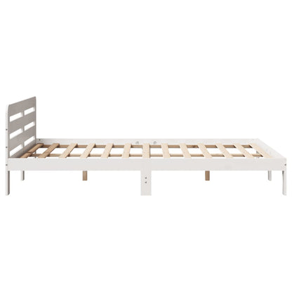 Cama sem colchão 140x190 cm madeira de pinho maciça branco