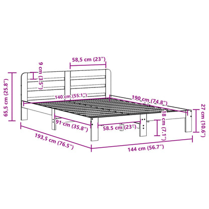 Cama sem colchão 140x190 cm madeira de pinho maciça branco