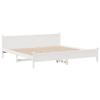 Cama sem colchão 180x200 cm madeira de pinho maciça branco