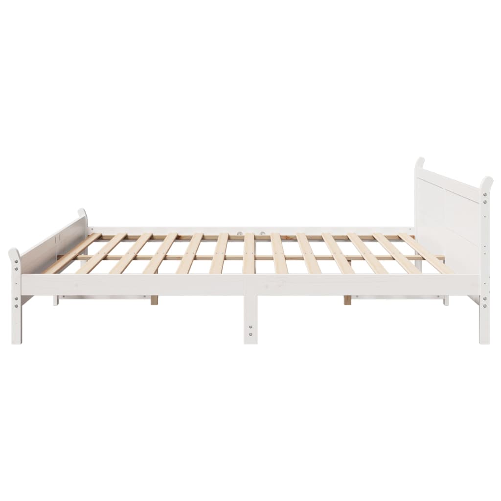 Cama sem colchão 180x200 cm madeira de pinho maciça branco