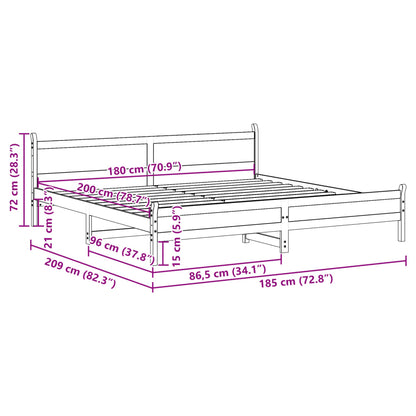 Cama sem colchão 180x200 cm madeira de pinho maciça branco