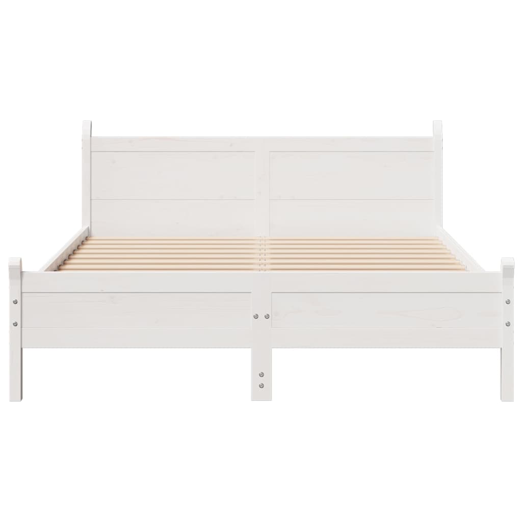 Cama sem colchão 160x200 cm madeira de pinho maciça branco