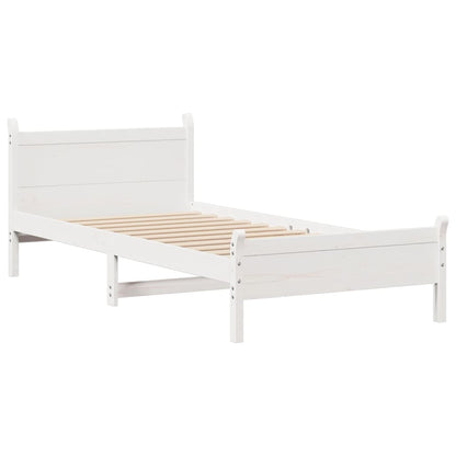 Cama sem colchão 100x200 cm madeira de pinho maciça branco