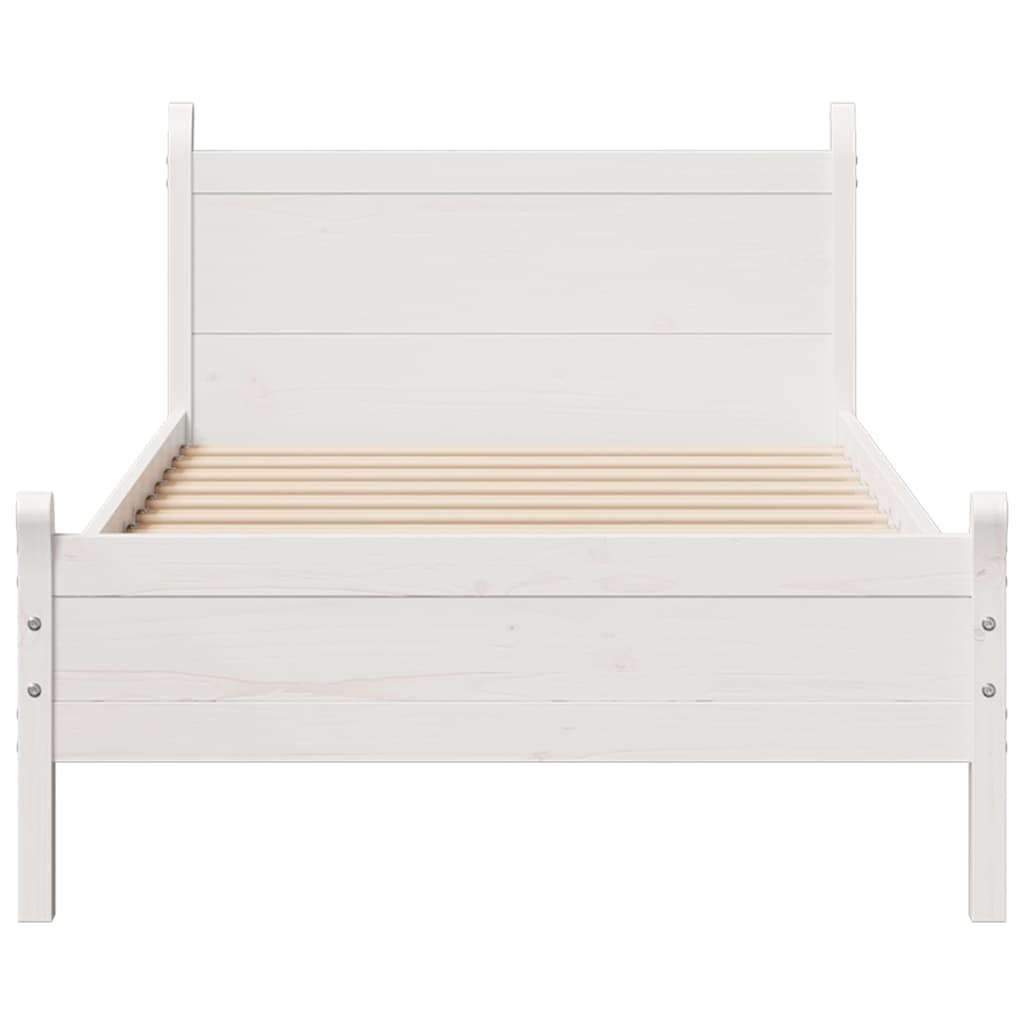 Cama sem colchão 90x200 cm madeira de pinho maciça branco