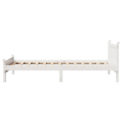 Cama sem colchão 90x200 cm madeira de pinho maciça branco