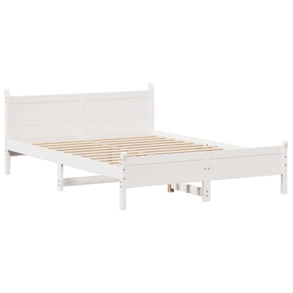 Cama sem colchão 140x190 cm madeira de pinho maciça branco