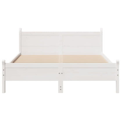 Cama sem colchão 140x190 cm madeira de pinho maciça branco