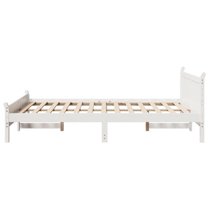 Cama sem colchão 140x190 cm madeira de pinho maciça branco