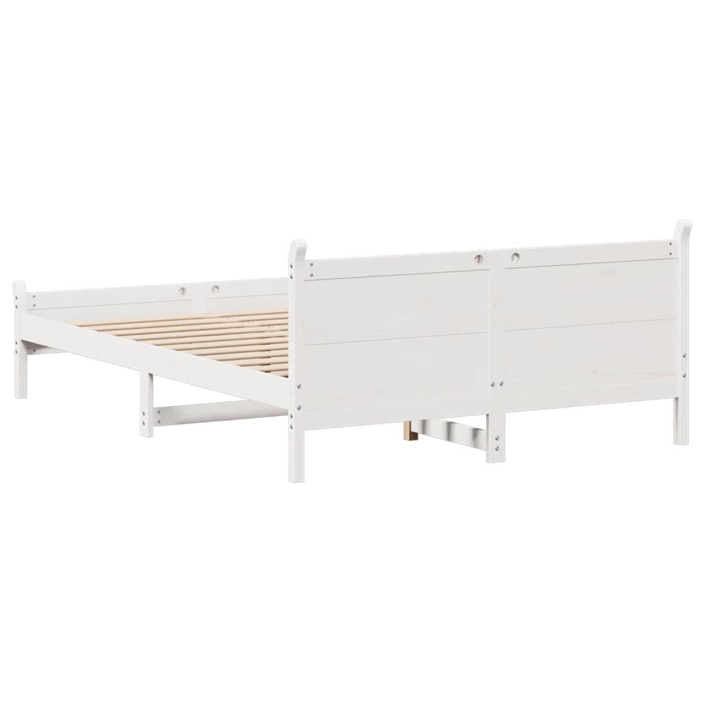 Cama sem colchão 140x190 cm madeira de pinho maciça branco