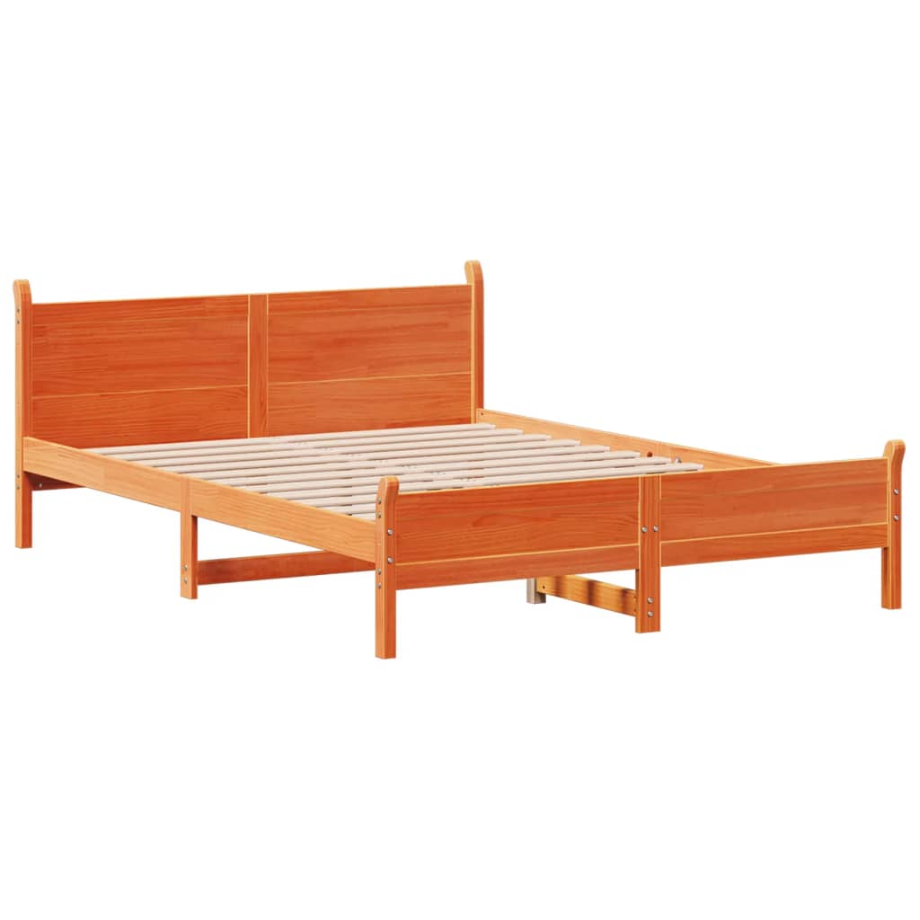 Cama sem colchão 140x190 cm pinho maciço castanho-mel