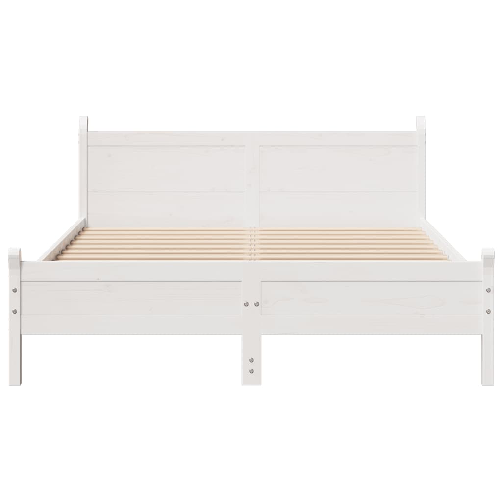 Cama sem colchão 135x190 cm madeira de pinho maciça branco