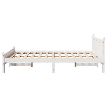 Cama sem colchão 135x190 cm madeira de pinho maciça branco