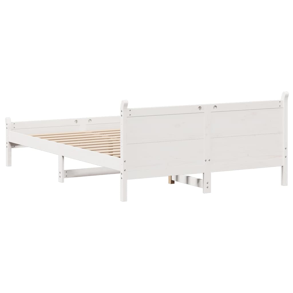 Cama sem colchão 135x190 cm madeira de pinho maciça branco