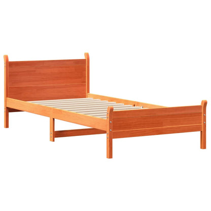 Cama sem colchão 90x190 cm madeira de pinho maciça castanho-mel