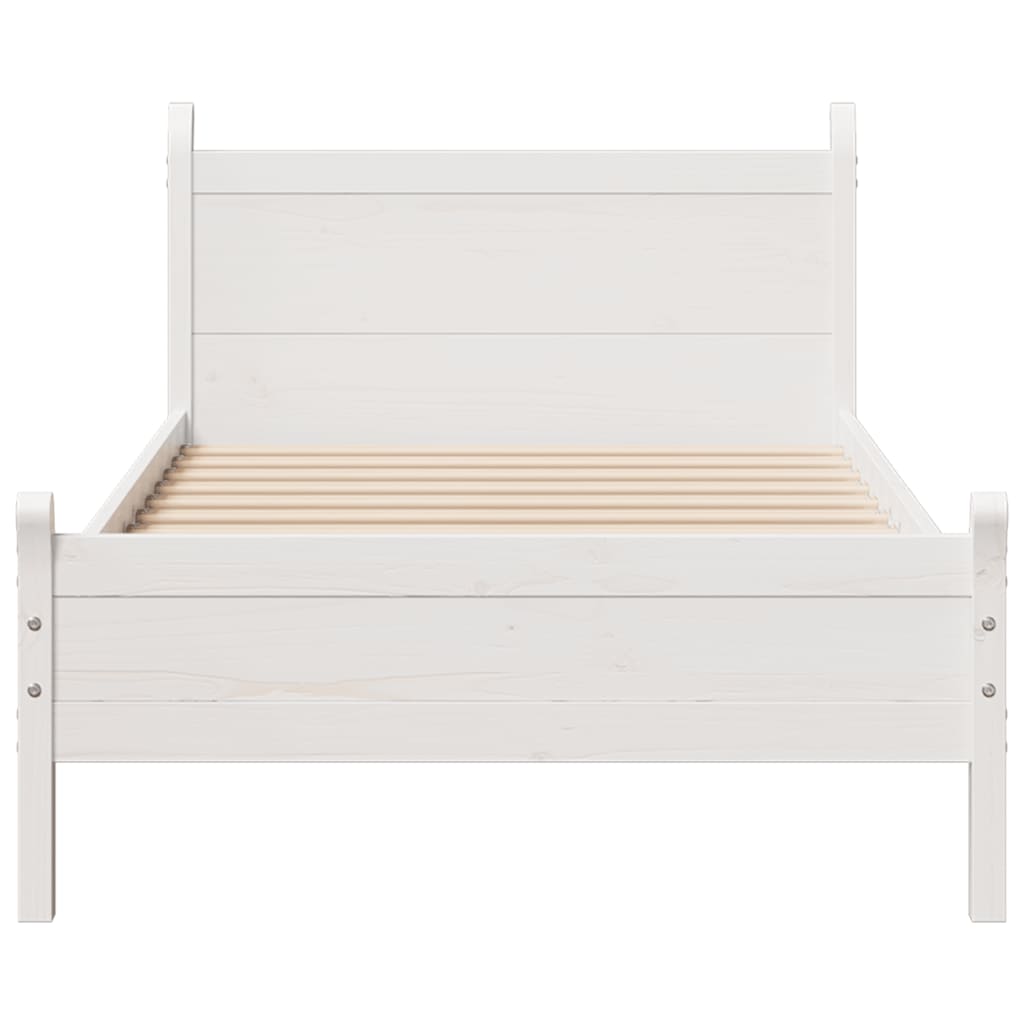 Cama sem colchão 75x190 cm madeira de pinho maciça branco