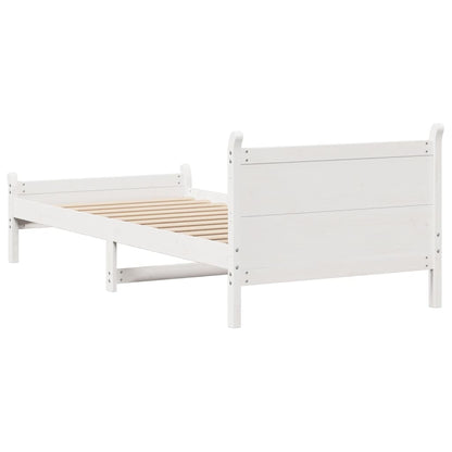 Cama sem colchão 75x190 cm madeira de pinho maciça branco