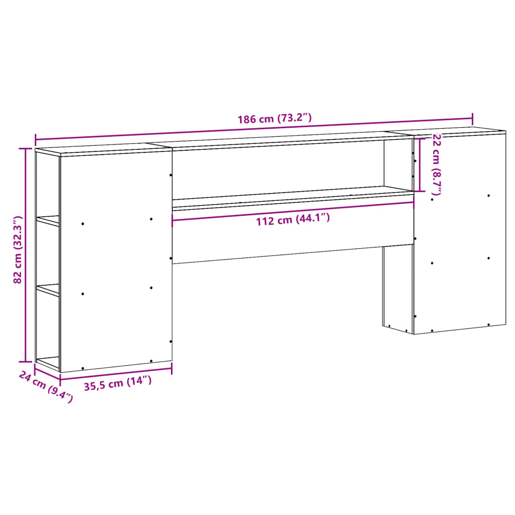 Cabeceira com arrumação 180 cm pinho maciço castanho-mel