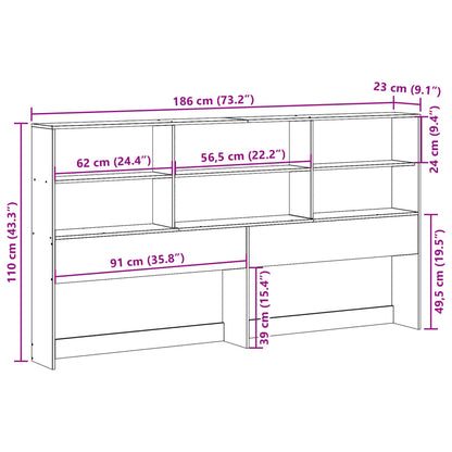 Cabeceira com arrumação 180 cm pinho maciço castanho-mel