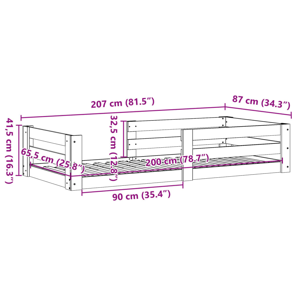 Estrutura de cama sem colchão 80x200 cm pinho maciço branco