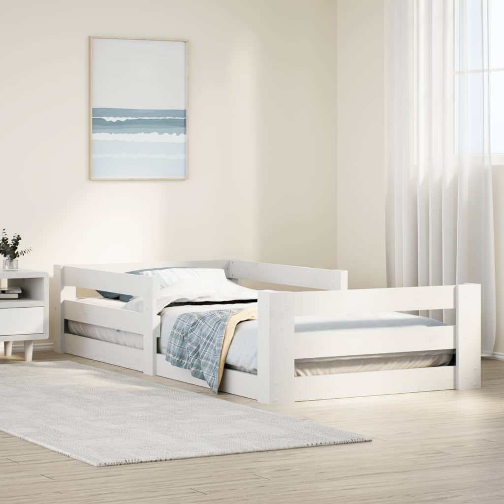 Cama sem colchão 80x190 cm madeira de pinho maciça branco