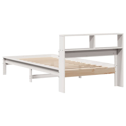 Cama com estante sem colchão 100x200 cm pinho maciço branco