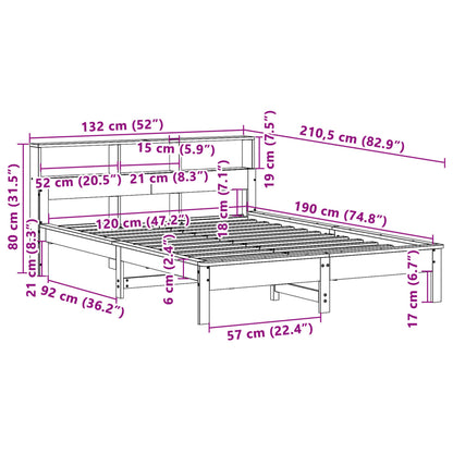 Cama com estante sem colchão 120x190 cm pinho maciço