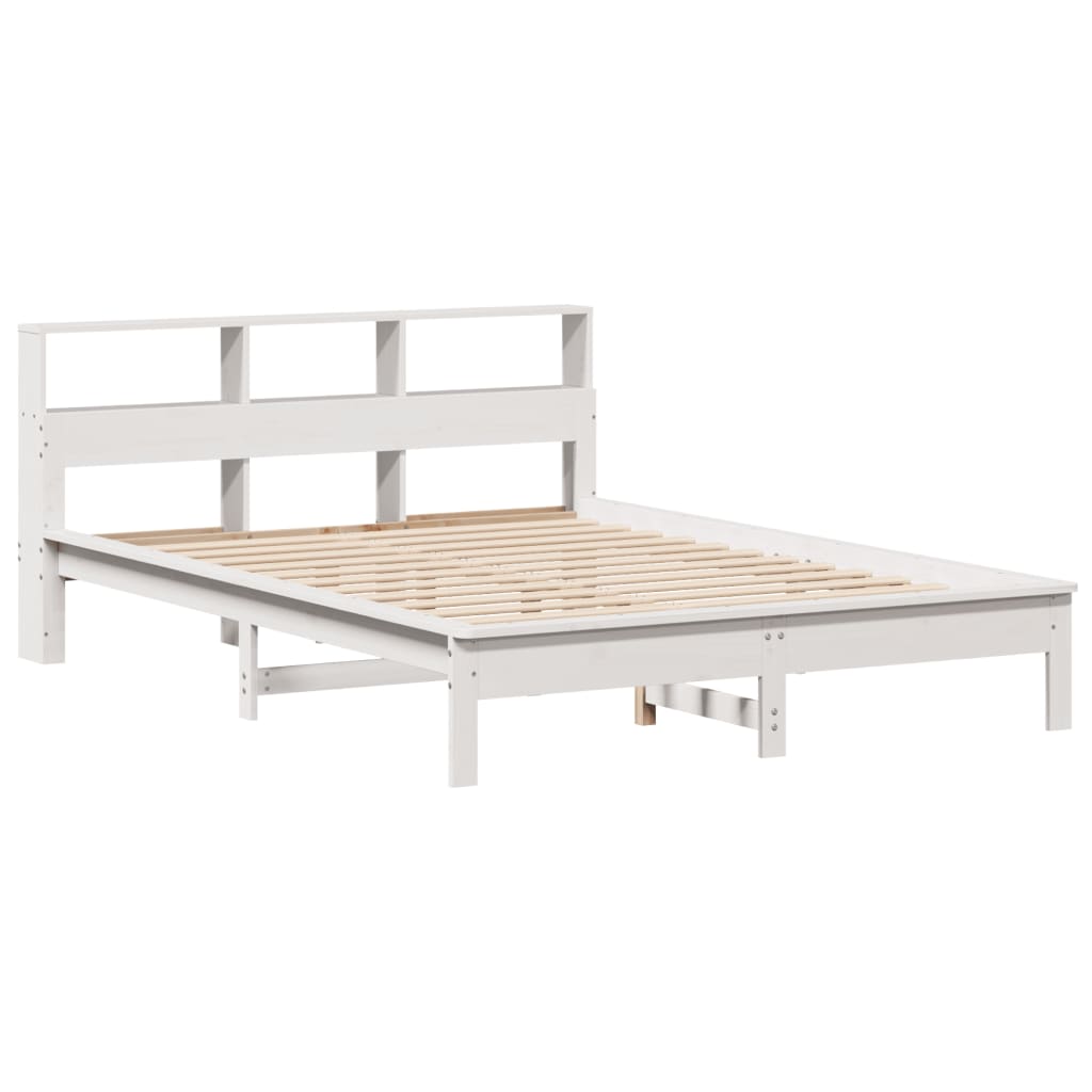 Cama com estante sem colchão 120x190 cm pinho maciço branco